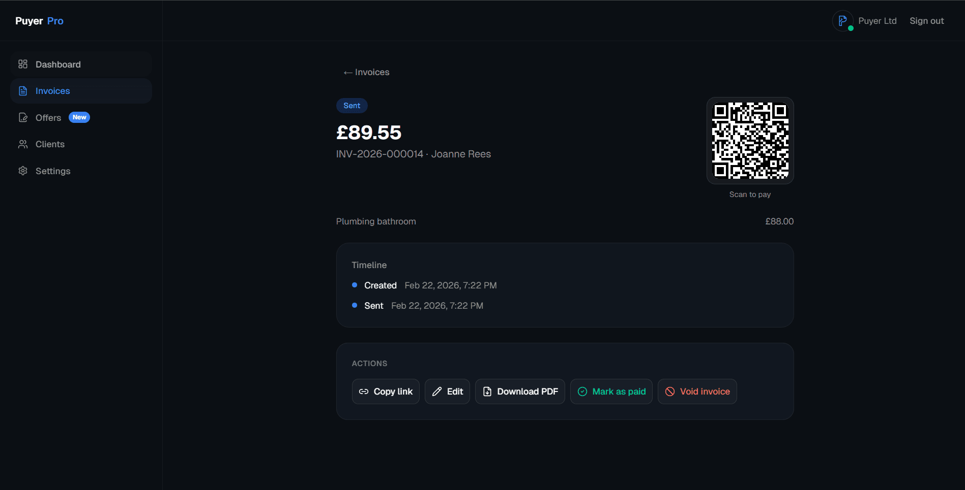 Payment page